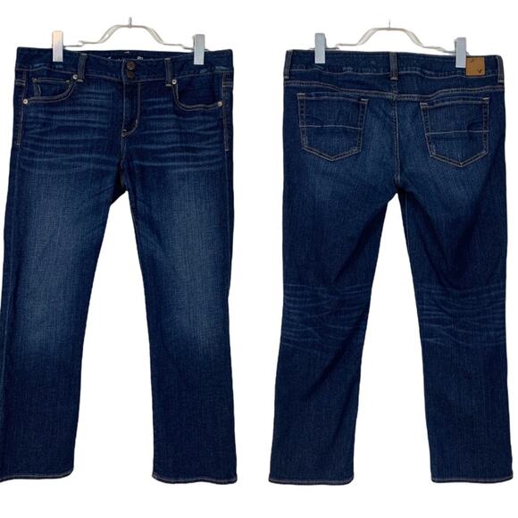 American Eagle Women's Artist Bootcut Dark Wash Mid Rise Jeans Size 14 - Picture 6 of 6